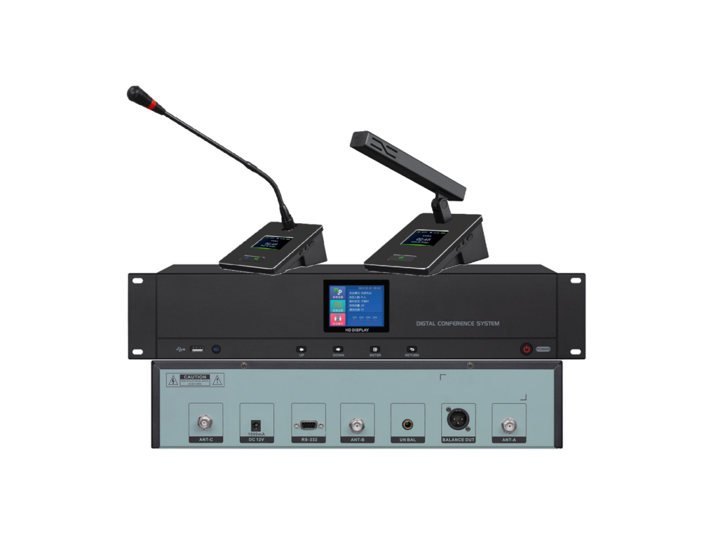 MKS-8831 wireless hand-in-hand discussion conference host with interchangeable square and long gooseneck microphone units