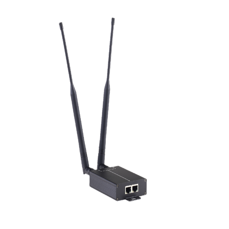 Wireless conference system signal extension box featuring dual high-gain antennas and dual RJ45 Ethernet ports for extended stable communication range
